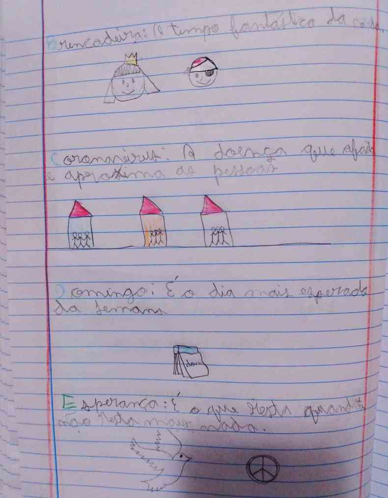 ''Doena que afasta e aproxima as pessoas'', escreveu uma menina de 10 anos (foto: Acervo da pesquisa )