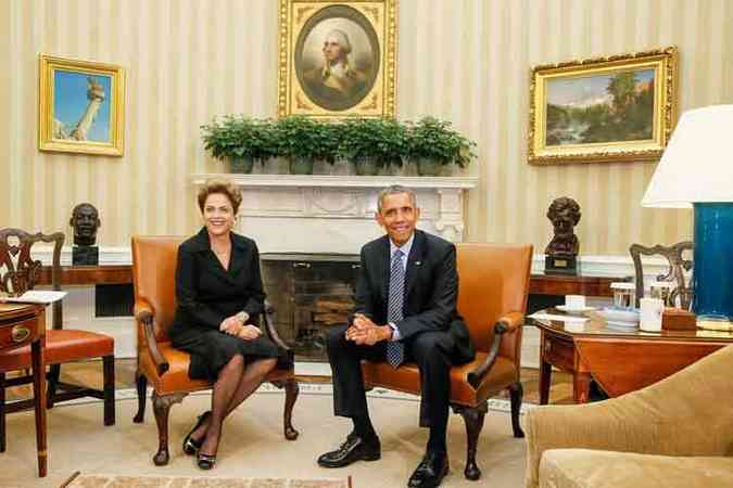 Presidente Dilma Rousseff durante reunio de trabalho com o presidente Barack Obama(foto: Roberto Stuckert Filho/PR)