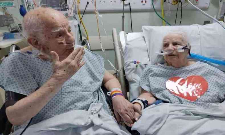 Oswaldo Bellizzi, de 95 anos, e sua mulher, Iolanda Bellizzi, de 90 (foto: Divulgao/Hospital So Vicente de Paula)