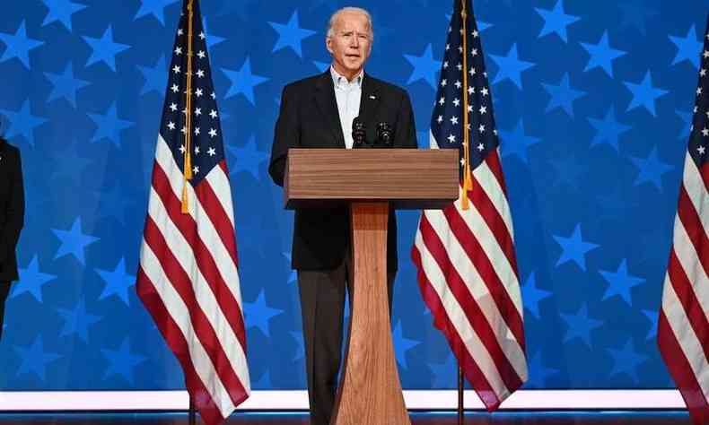 Pronunciamento de Joe Biden durou, aproximadamente, trs minutos(foto: Jim Watson/AFP)