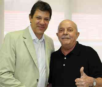Lula recebeu a visita do ex-ministro Fernando Haddad nesta sexta-feira(foto: Ricardo Stuckert/Instituto Lula)