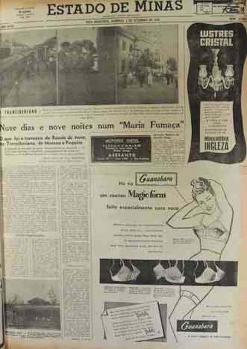 Reprodução de página de jornal com reportagem de 1956