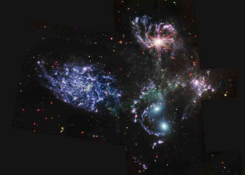 A 'dana csmica' de cinco galxias pelas lentes do James Webb
