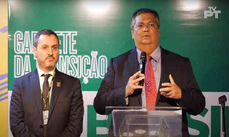 Flvio Dino em coletiva na sede do Gabinete de Transio no CCBB, em Braslia