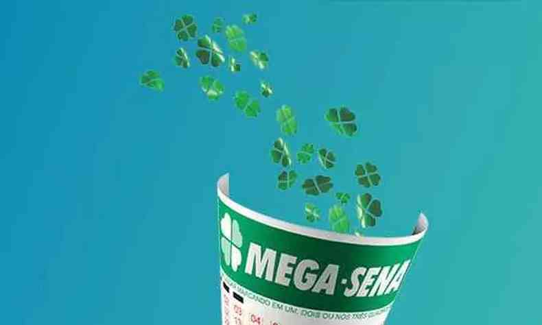 Imagem de cartão de aposta da Mega-Sena com trevos de quatro folhas