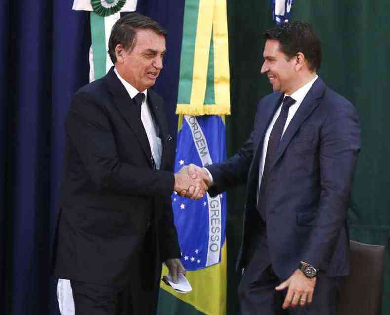 Jair Bolsonaro na posse de Alexandre Ramagem durante sua posse como diretor-geral da Agncia Brasileira de Inteligncia (Abin)(foto: Valter Campanato/Agncia Brasil)