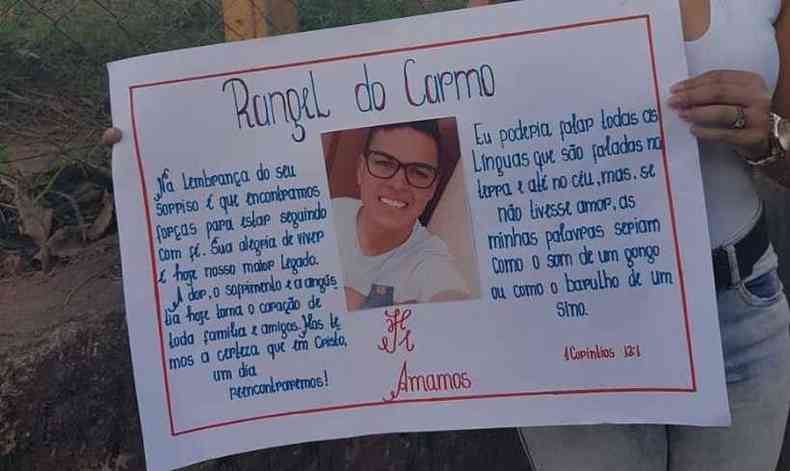 Cartaz em homenagem a Rangel fala da certeza de um reencontro(foto: Renan Damasceno/EM/D.A Press)