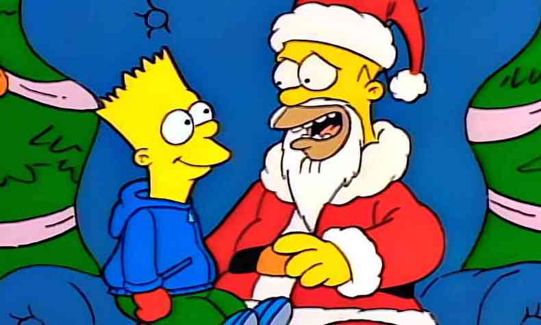 O especial Simpsons roasting on an open fire marcou a estreia de Bart e Homer(foto: FOX/DIVULGAO)