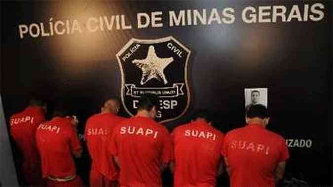 A polcia afirma que a quadrilha tinha 16 integrantes - 13 j foram presos. Destes, 6foram apresentados(foto: Jackson Romanelli/EM/D.A Press Brasil.)