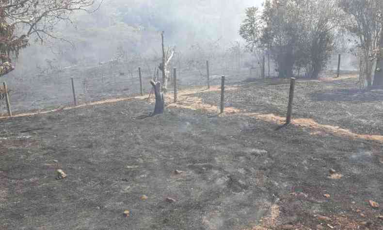 Incndio foi registrado no incio desta tarde em Barbacena(foto: Corpo de Bombeiros/Divulgao)