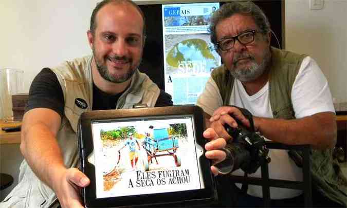 Mateus Parreiras e Beto Novaes, vencedores do Premio Esso 2014, categoria regional Centro-Oeste, com a srie de reportagens 