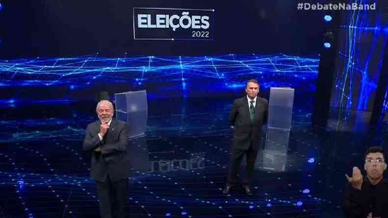 Lula e Bolsonaro durante debate