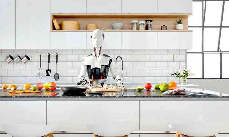 No futuro, uma das funcionalidades das casas conectadas  ter a presena de cozinheiros-robs nos afazeres domsticos(foto: Allianz Partner/Divulgao)