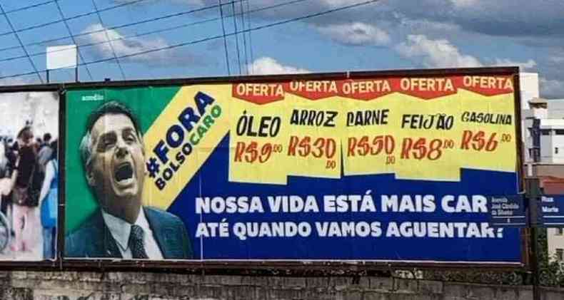 Outdoor com mensagens crticas a Jair Bolsonaro na Avenida Jos Cndido da Silva, na Regio Leste de Belo Horizonte(foto: Reproduo/Movimento Acredito)