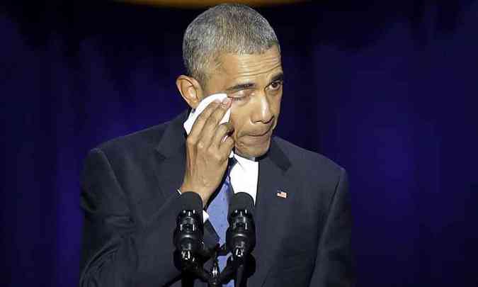 Barack Obama em discurso de despedida em Chicago nessa tera-feira(foto: JOSHUA LOTT/AFP )