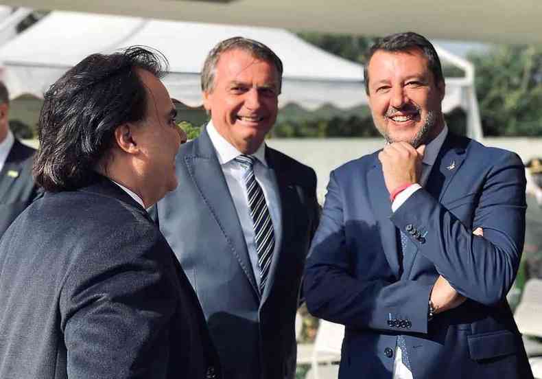 O presidente do Brasil, Jair Bolsonaro, e Matteo Salvini