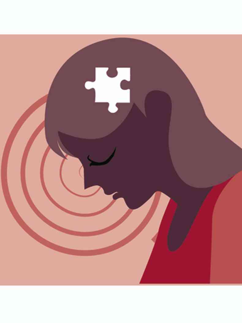Ilustração mostra silhueta feminina com peça de quebra-cabeças no cabeça