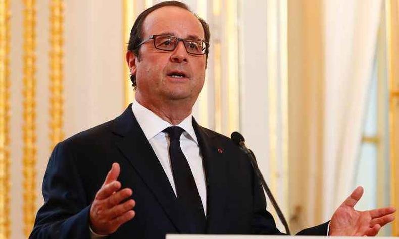 O presidente franc�s, Fran�ois Hollande(foto: AFP/POOL/IAN LANGSDON )