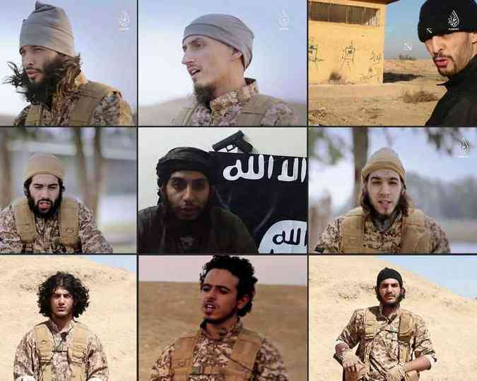 Jihadistas dos ataques de novembro em Paris aparecem em vdeo divulgado pelo Estado Islmico(foto: Reproduo/ Dabiq)