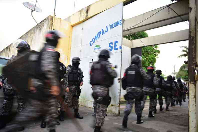 Bruno Zanardo/SECOM(foto: Rebelio no Complexo Prisional Ansio Jobim (Compaj), em Manaus, que deixou 60 mortos em janeiro de 2017)