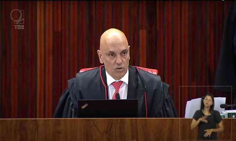 O presidente do Tribunal Superior Eleitoral (TSE), ministro Alexandre de Moraes, na sesso de encerramento do ano Judicirio