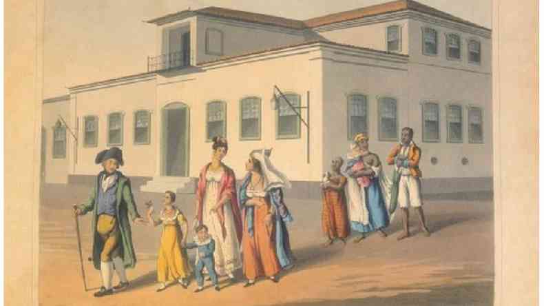 Vistas e costumes do Rio de Janeiro - aquarela de Sir Henry Chamberlain mostra hierarquia racial da sociedade brasileira(foto: Biblioteca Nacional/1822)