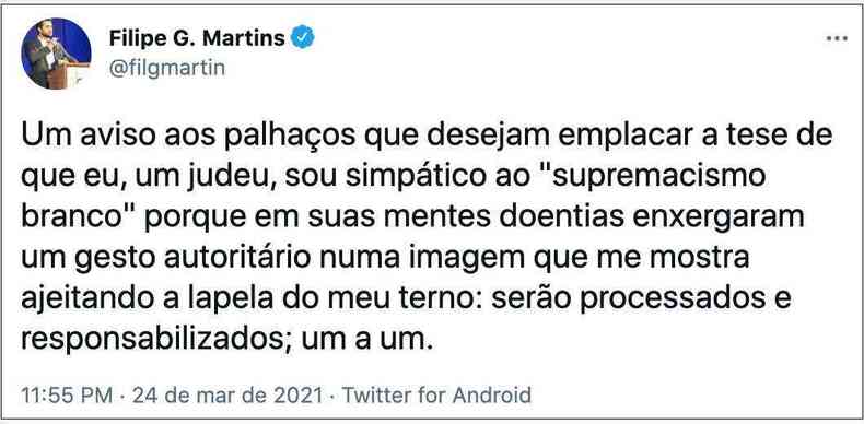 Filipe G. Martins é assessor da Presidência da República para Assuntos  Internacionais : r/brasil