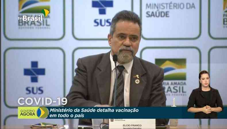 Secretrio Elcio Franco garante que Brasil no ter problemas para comear vacinao(foto: Reproduo/TV Brasil)