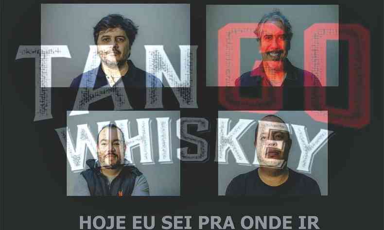 Fotos dos quatro msicos da banda TangoWhiskey na capa do disco do grupo