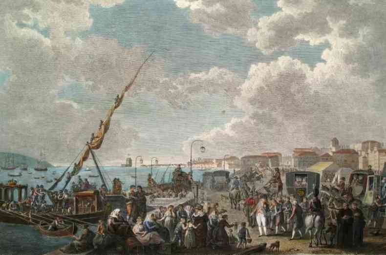 Embarque da famlia real portuguesa no cais de Belm, em 29 de novembro de 1807 