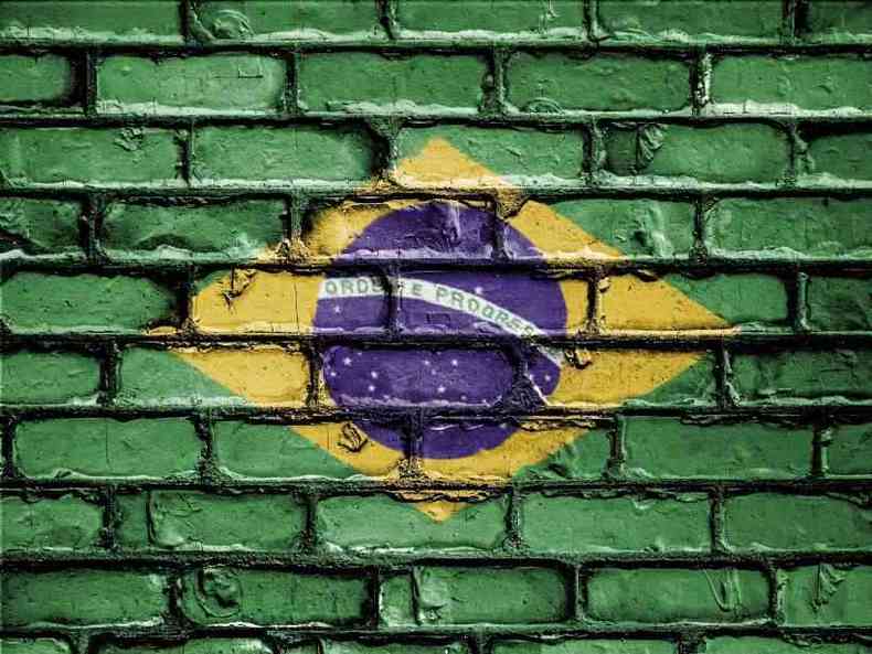 Bandeira do Brasil pintada em um muro