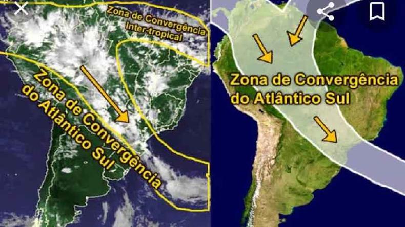 'Rio voador' leva umidade da Amazônia até o sul do país(foto: MetSul Meteorologia) Mapa mostra corredor de umidade atmosférica na América do Sul
