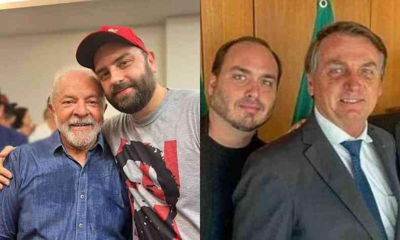 Montagem: Lula e filho x Bolsonaro e filho