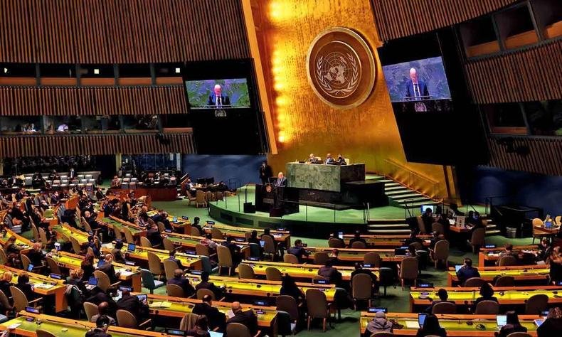 primeiro dia da rara assembleia das Naes Unidas