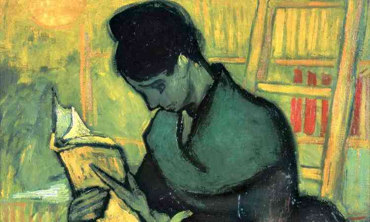 Imagem da tela 'uma leitora de romance', de Van Gogh, exposta para leilo
