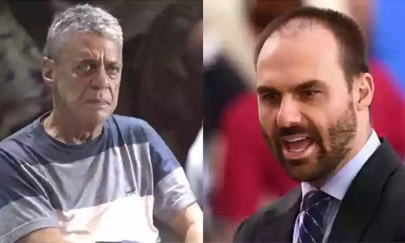 Chico Buarque e Eduardo Bolsonaro(foto: AFP/Mauro Pimentel - AFP/Evaristo Sá) Chico Buarque e Eduardo Bolsonaro