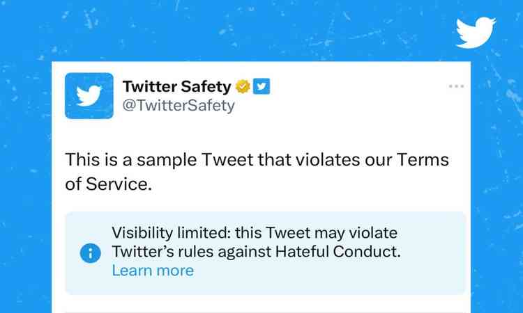 Twitter indicando que o contedo  potencialmente perigoso