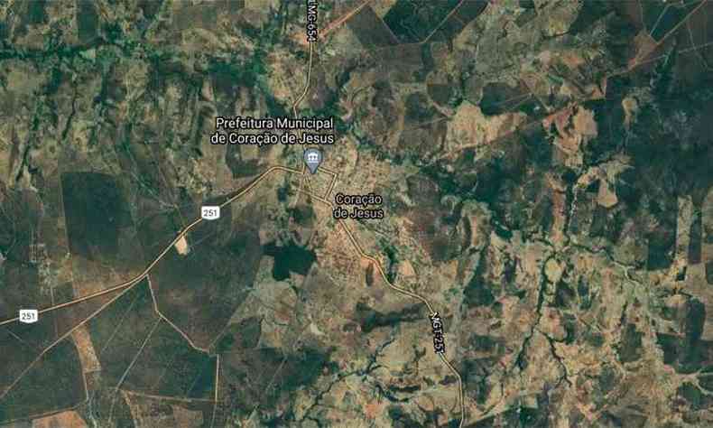 rea do municpio de Corao de Jesus, no Norte de Minas(foto: Reproduo da internet/Google Maps)