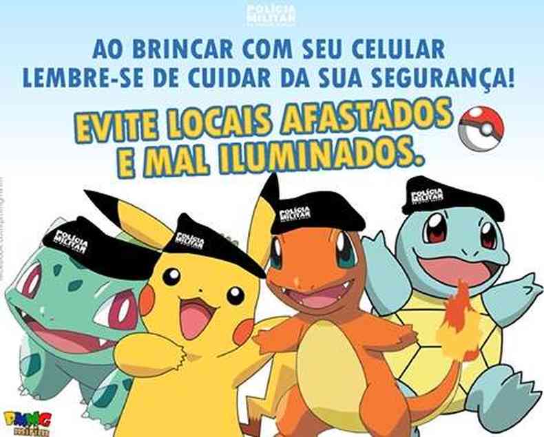 PM deve reforçar a segurança onde as pessoas caçam Pokémon (foto: PMMG/Divulgação )