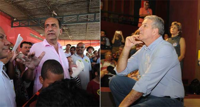 Kalil visitou área sem saneamento no Bairro Palmeiras, enquanto João Leite se reuniu com servidores da Prefeitura de BH: em meio a propostas, ataques ao adversário (foto: Cristina Horta e Jair Amaral /EM/D.A Press) Kalil visitou área sem saneamento no Bairro Palmeiras, enquanto João Leite se reuniu com servidores da Prefeitura de BH: em meio a propostas, ataques ao adversário (foto: Cristina Horta e Jair Amaral /EM/D.A Press)