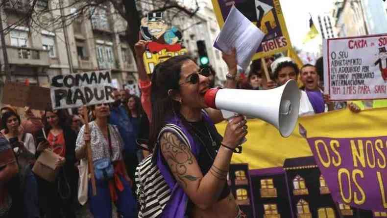 protesto contra os aluguis altos em Lisboa