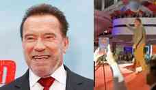 Schwarzenegger fica 1 minuto em evento em SP e sai sem falar nada