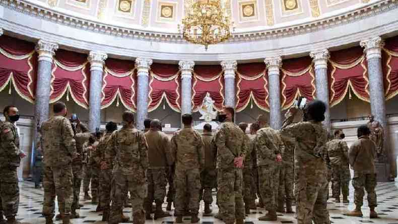 A Guarda Nacional protegeu o Congresso durante a abertura do processo de impeachment de Donald Trump(foto: Getty Images)