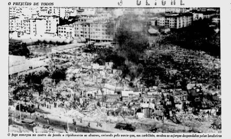 Reproduo da edio de 12 de maio de 1969 do Jornal do Brasil com imagem do incndio na favela Praia do Pinto