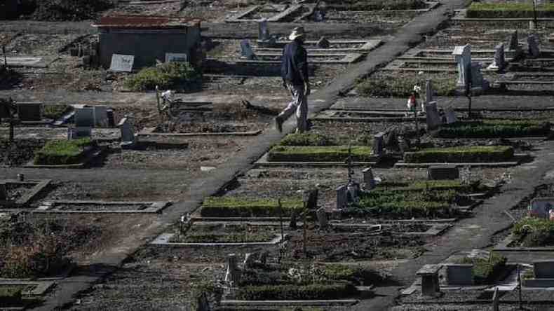 Cemitrio em Buenos Aires; situao na capital argentina e no pas se agravou nas ltimas semanas, com aumento de mortes e falta de leitos(foto: EPA/JUAN IGNACIO RONCORONI)