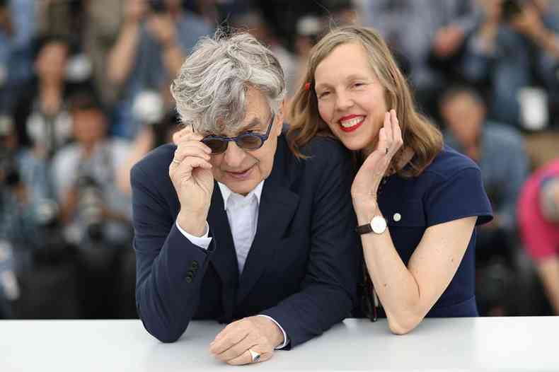 Wim Wenders e sua mulher, Donata, em Cannes, em 2018(foto: Valery Hache/AFP)