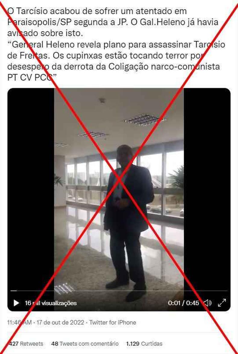 Captura de tela feita em 17 de outubro de 2022 de uma publicao no Twitter