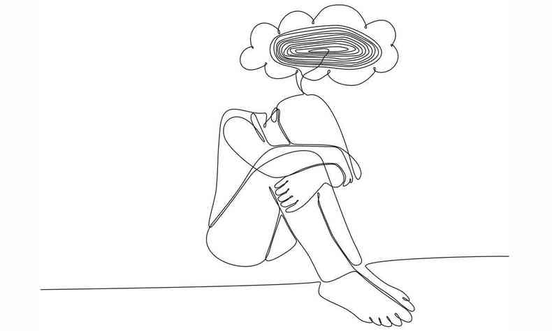 Ilustrao mostra mulher deprimida 