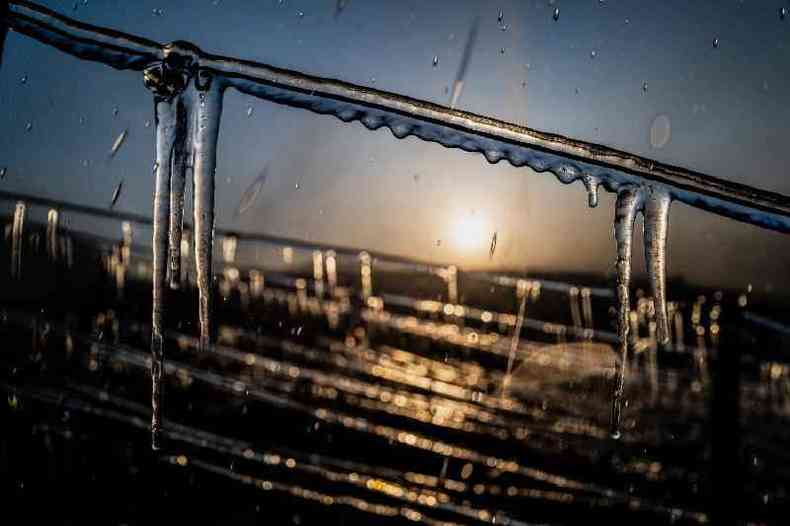 gua  espalhada em vinhedo prximo a Chablis aps temperaturas abaixo de 0C, em 7 de abril de 2021 ( AFP / Jeff Pachoud)