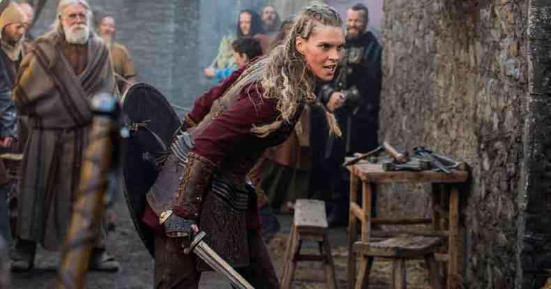 Ragga Ragnars interpreta a viking Gunnhild na atrao exibida pelo Fox Premium 2 (foto: Fox/divulgao)